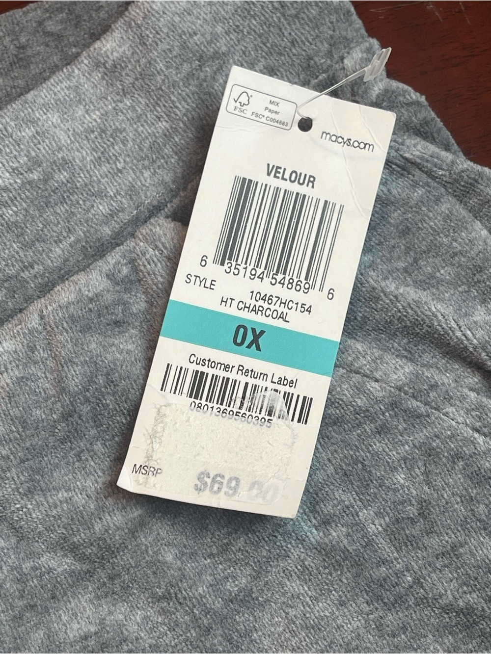 Charter Club Women Grey Velour Plush Lounge Pants Size 0X Cozy Casual NWT - Picture 8 of 10